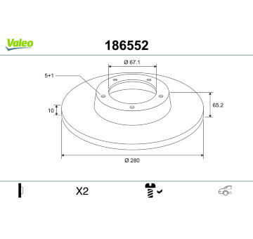 Brzdový kotouč VALEO 186552