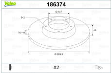 Brzdový kotouč VALEO 186374
